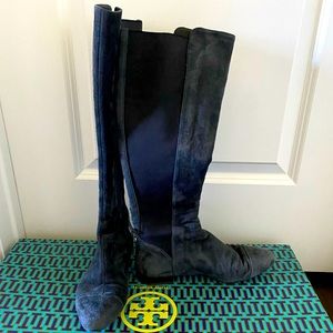 Tori Burch Boots size 6.5 dark grey/blue suede